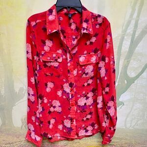 American Eagle Long Sleeve Button Down Shirt floral xs 368